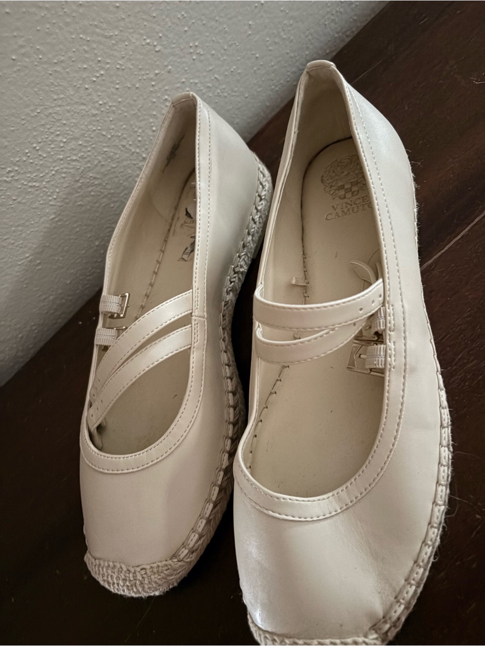 Vince Camuto Cream Mary Jane Espadrille Wedges